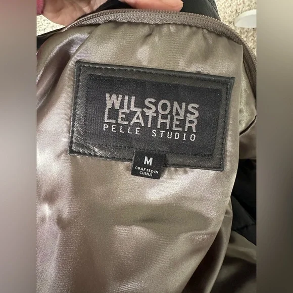Wilsons Leather Pelle Studion Black Leather Jacket with Collared Neckline size M - Picture 7 of 12